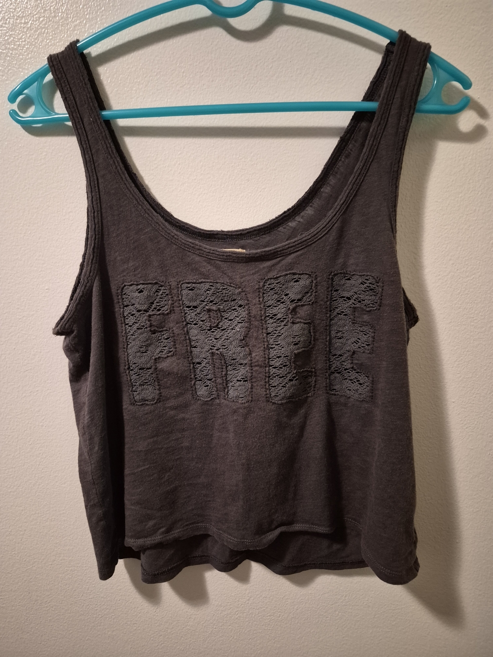 American Eagle Outfitters Charcoal Gray Lace 'FREE' Tank